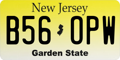 NJ license plate B56OPW