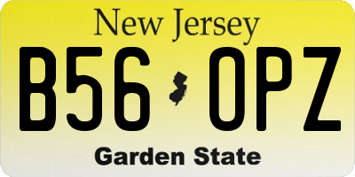 NJ license plate B56OPZ