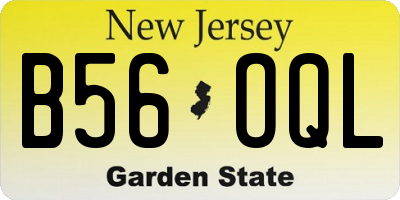 NJ license plate B56OQL