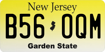 NJ license plate B56OQM