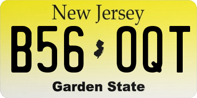 NJ license plate B56OQT