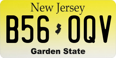 NJ license plate B56OQV