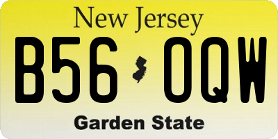 NJ license plate B56OQW