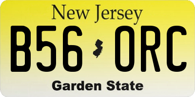 NJ license plate B56ORC