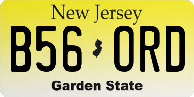 NJ license plate B56ORD