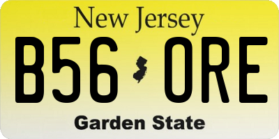 NJ license plate B56ORE