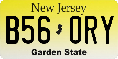 NJ license plate B56ORY