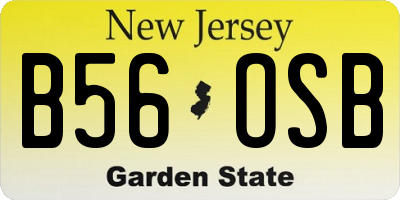 NJ license plate B56OSB