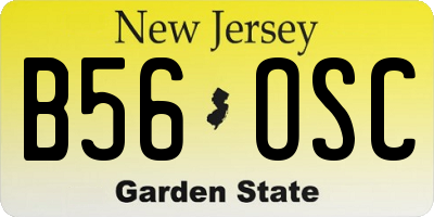 NJ license plate B56OSC