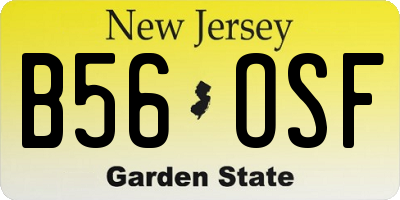 NJ license plate B56OSF