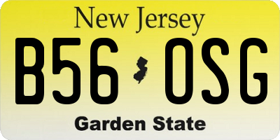 NJ license plate B56OSG