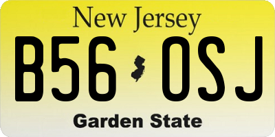 NJ license plate B56OSJ