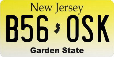 NJ license plate B56OSK