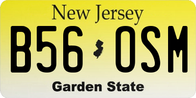 NJ license plate B56OSM