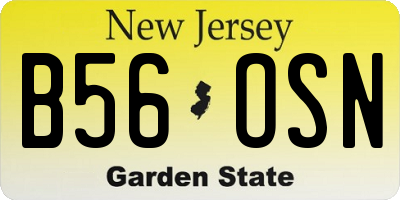 NJ license plate B56OSN
