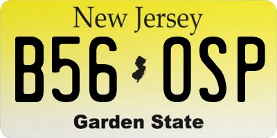 NJ license plate B56OSP