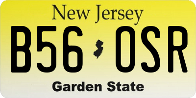 NJ license plate B56OSR