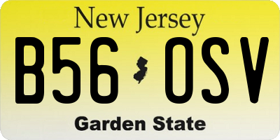 NJ license plate B56OSV