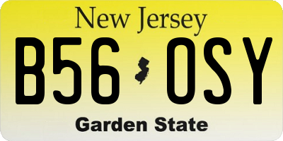 NJ license plate B56OSY