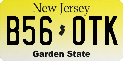 NJ license plate B56OTK