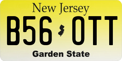 NJ license plate B56OTT