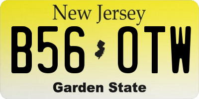 NJ license plate B56OTW