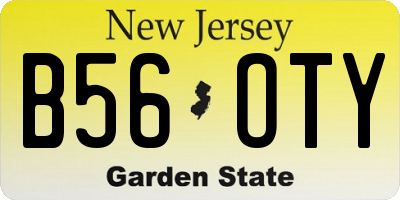 NJ license plate B56OTY