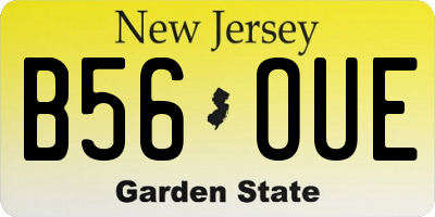 NJ license plate B56OUE