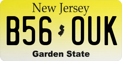 NJ license plate B56OUK