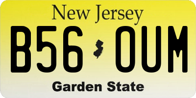NJ license plate B56OUM