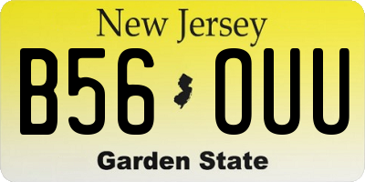 NJ license plate B56OUU