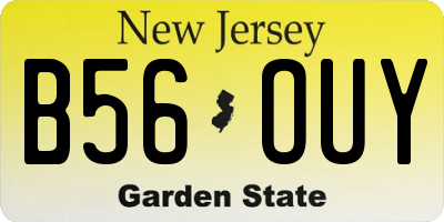 NJ license plate B56OUY