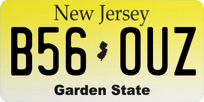 NJ license plate B56OUZ