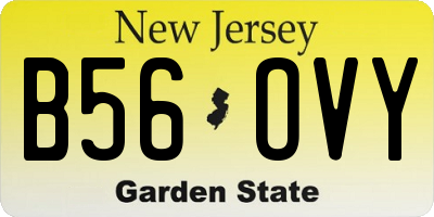 NJ license plate B56OVY