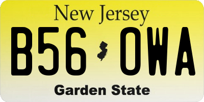 NJ license plate B56OWA