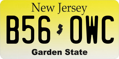 NJ license plate B56OWC