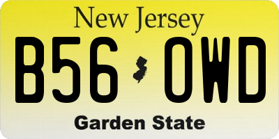 NJ license plate B56OWD