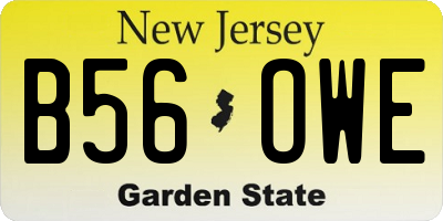NJ license plate B56OWE
