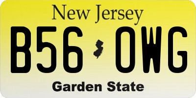 NJ license plate B56OWG