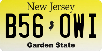 NJ license plate B56OWI