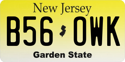 NJ license plate B56OWK
