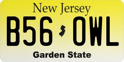 NJ license plate B56OWL