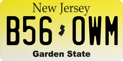 NJ license plate B56OWM