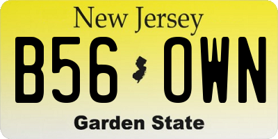 NJ license plate B56OWN