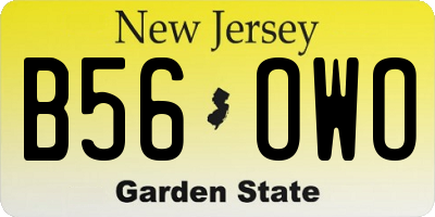 NJ license plate B56OWO