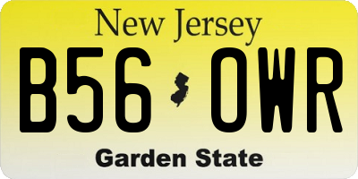 NJ license plate B56OWR