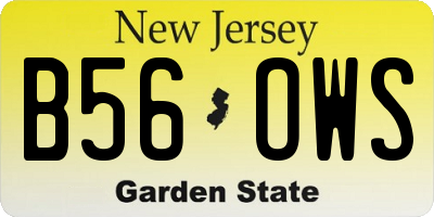 NJ license plate B56OWS