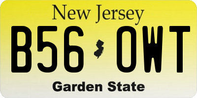 NJ license plate B56OWT