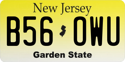NJ license plate B56OWU
