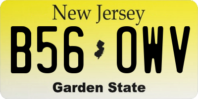 NJ license plate B56OWV